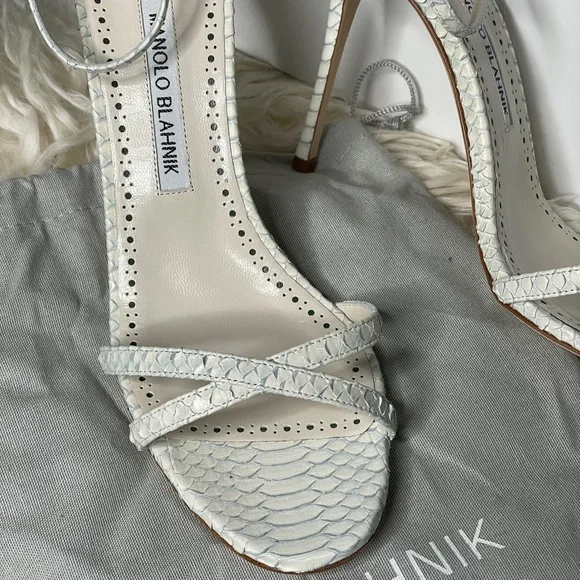 Manolo Blahnik Paloma 105 blue degrade snake sandals - Picture 7 of 9